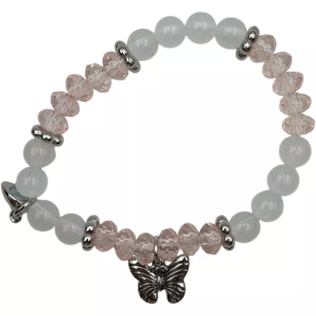 Pink and Blue Beaded Butterfly Magnetic Long Distance Bracelet Set at Spencer's