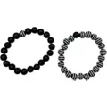 Black and White Striped Long Distance Bracelet Set at Spencer's