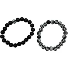 Black and White Striped Long Distance Bracelet Set at Spencer's