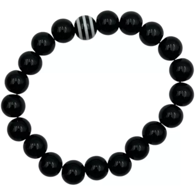 Black and White Striped Long Distance Bracelet Set at Spencer's
