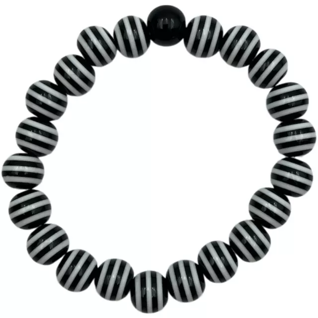 Black and White Striped Long Distance Bracelet Set at Spencer's