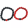 Black and Red Marble Long Distance Bracelets - 2 Pack at Spencer's