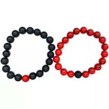 Black and Red Marble Long Distance Bracelets - 2 Pack at Spencer's