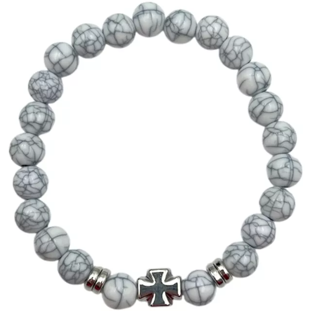 Black and White Marbled Cross Long Distance Bracelets - 2 Pack at Spencer's