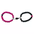 Black and Pink Hand Magnetic Long Distance Bracelets - 2 Pack at Spencer's