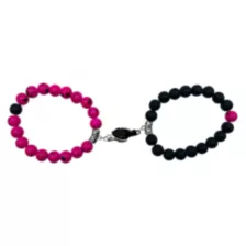 Black and Pink Hand Magnetic Long Distance Bracelets - 2 Pack at Spencer's
