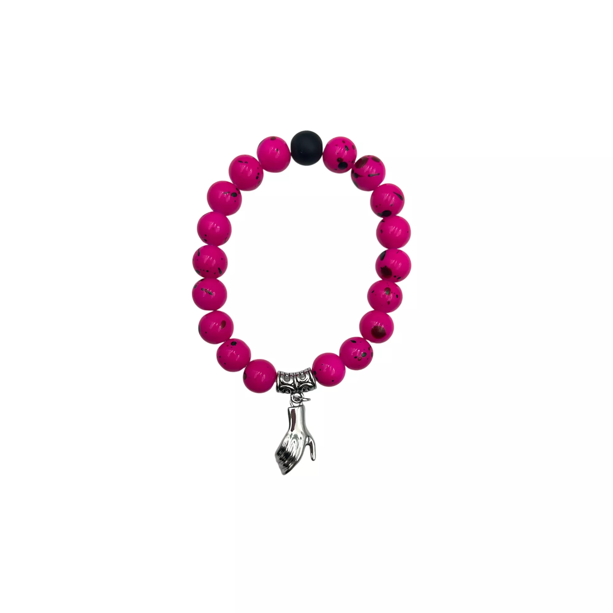 Black and Pink Hand Magnetic Long Distance Bracelets - 2 Pack