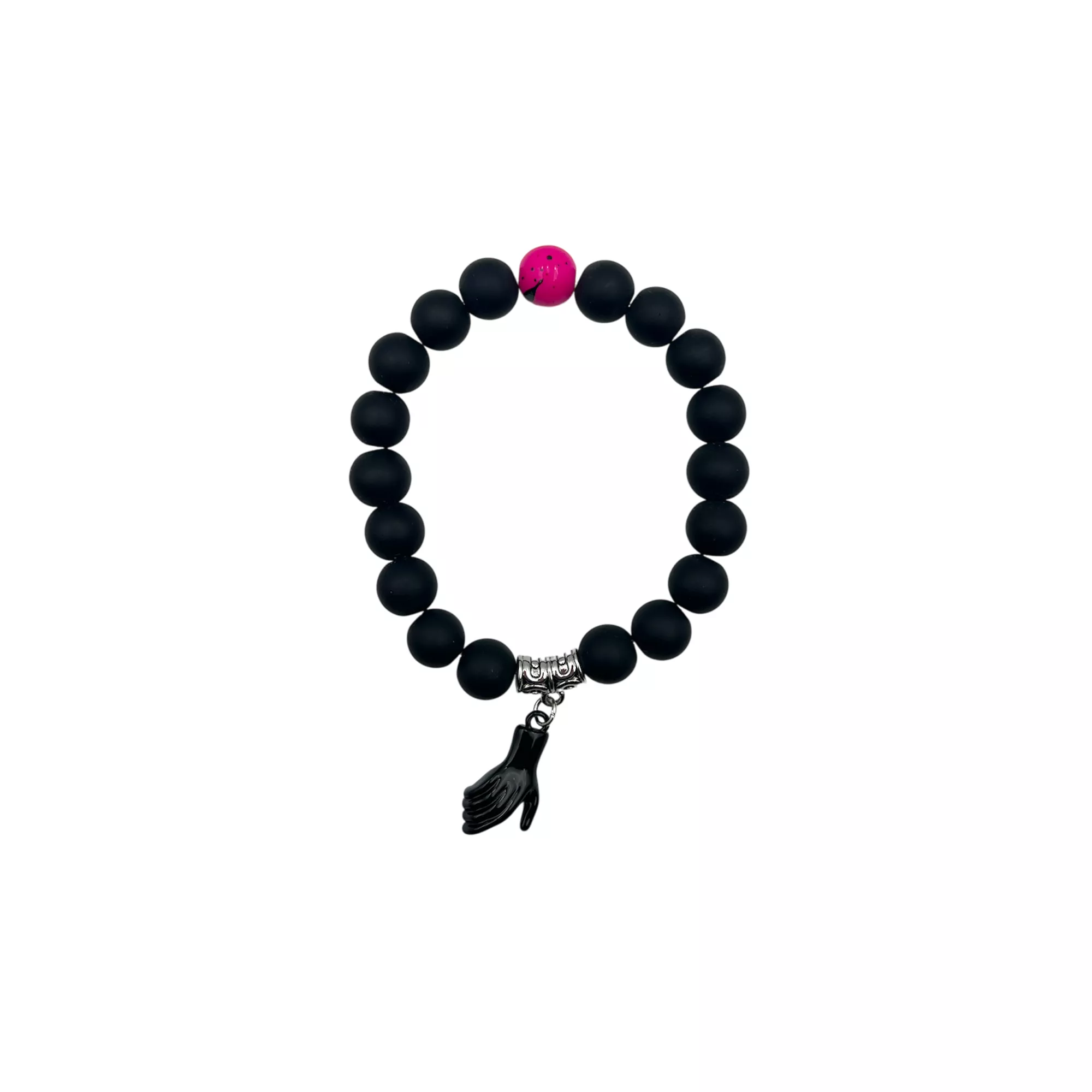 Black and Pink Hand Magnetic Long Distance Bracelets - 2 Pack