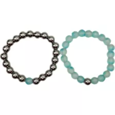 Chrome and Green Long Distance Bracelets - 2 Pack at Spencer's