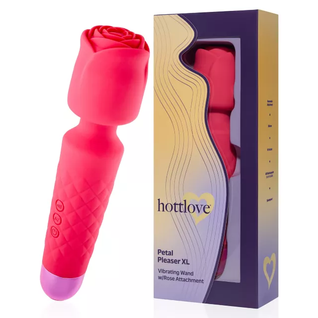 Hott Love Petal Pleaser XL Vibrating Wand with Rose Attachment