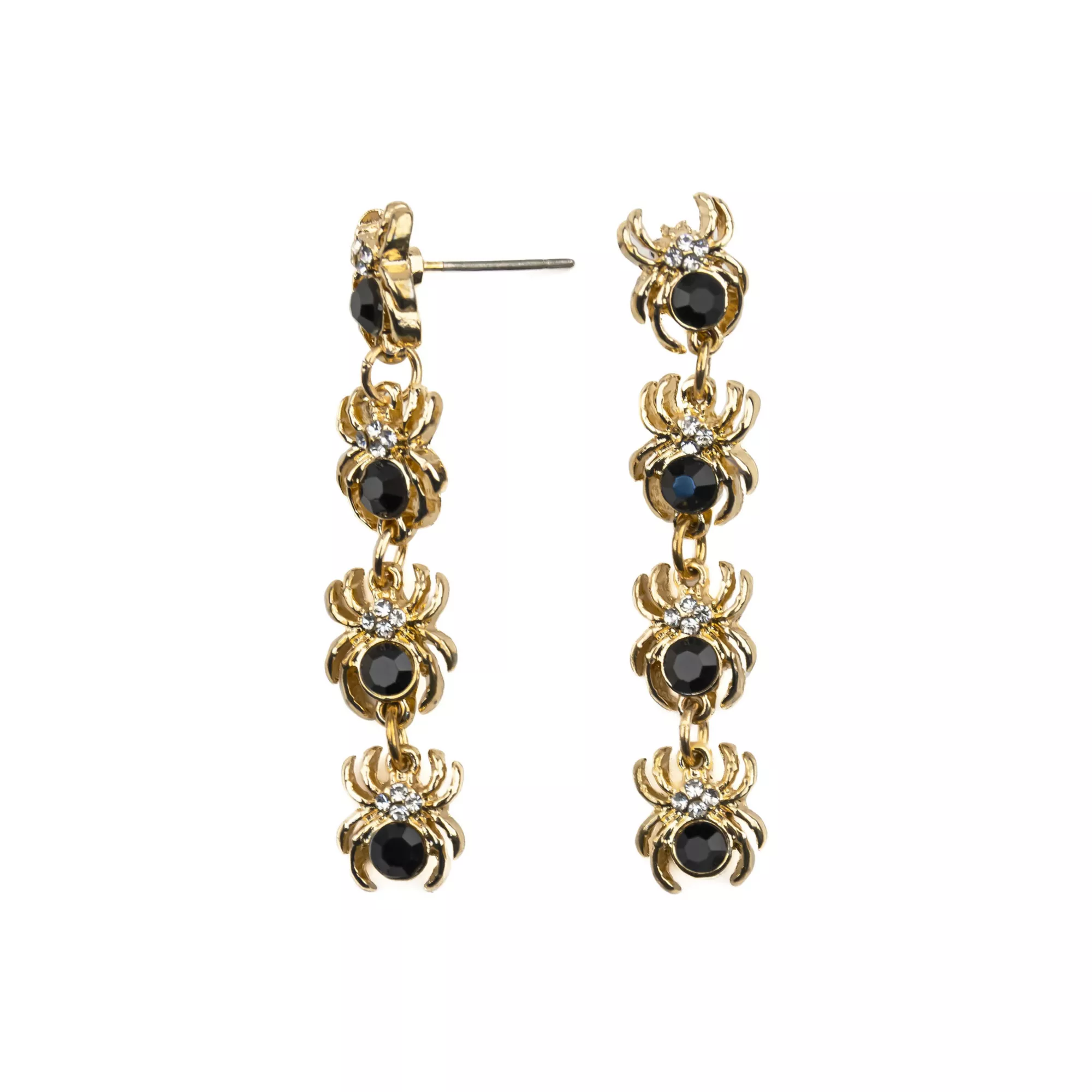 Black Glass Spider Gold-Tone Drop Dangle Earrings at Spencer's