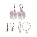 Multi-Pack Pearl-Effect Bow Gold-Tone Hoops - 3 Pack at Spencer's