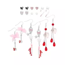 Multi-Pack Bloody Knife Bow Skull Stud and Dangle Earrings - 9 Pair at Spencer's