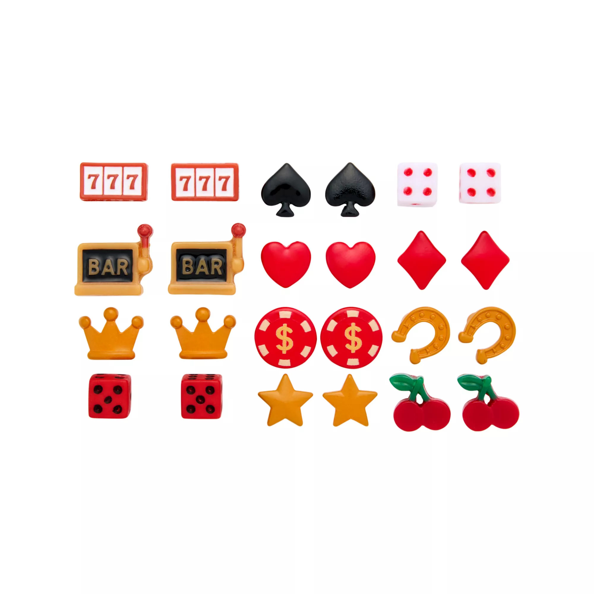Multi-Pack Lucky Casino 777 Stud Earrings - 12 Pack