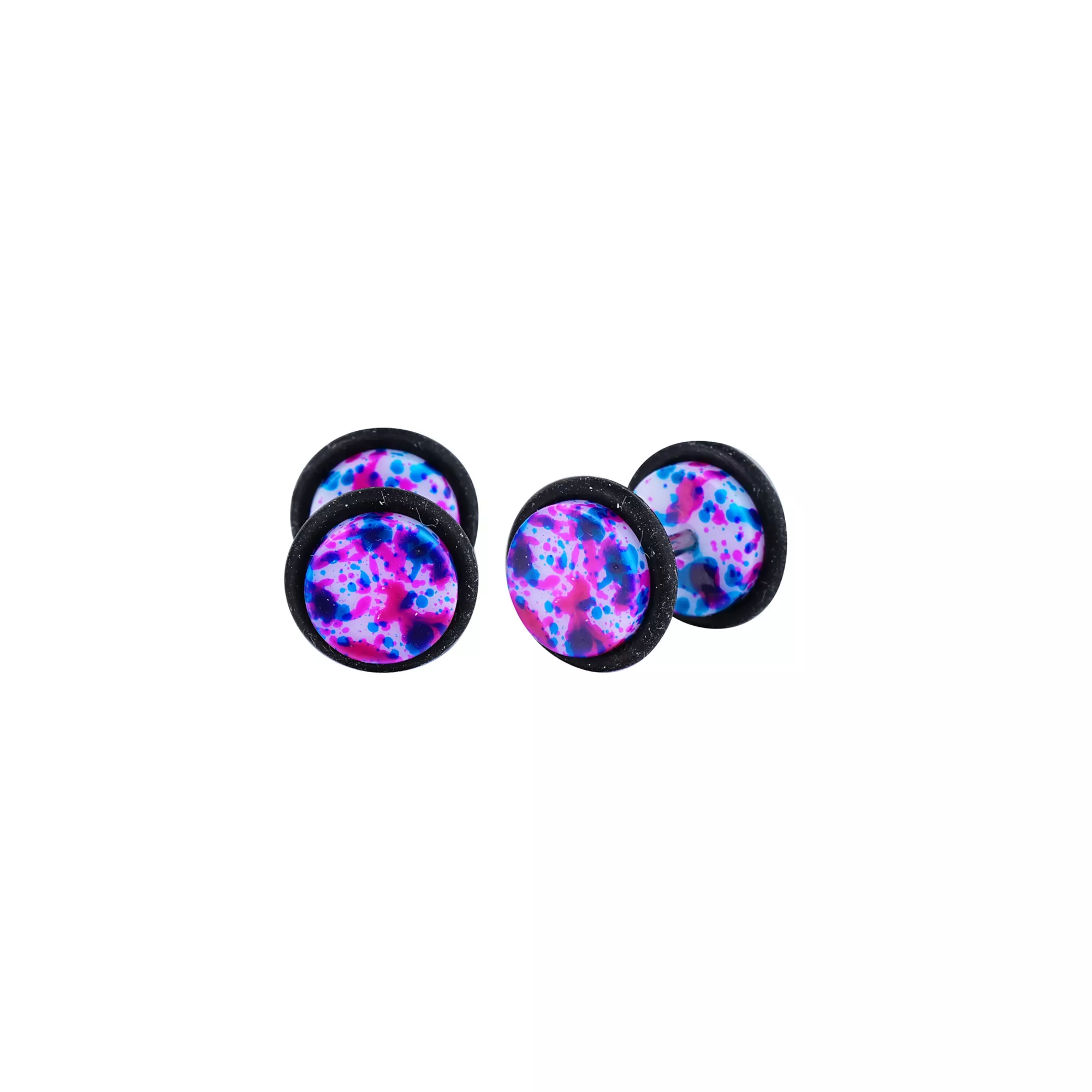 Blue and Purple Splatter Fake Plugs - 18 Gauge