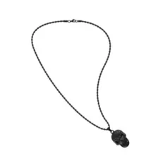 Black Skull Pendant Necklace at Spencer's