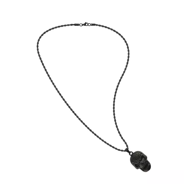 Black Skull Pendant Necklace at Spencer's
