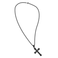 Twisted Cross Black-Tone Necklace at Spencer's