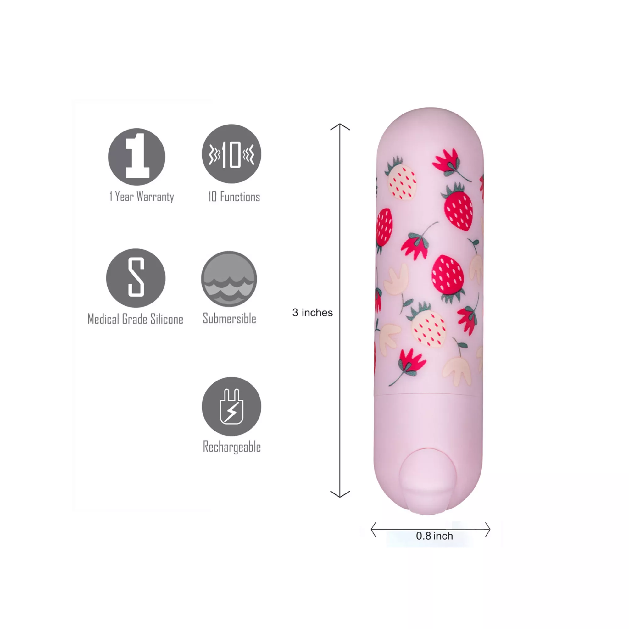 Maia Bari Strawberry Rechargeable Mini Bullet Vibrator at Spencer's