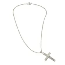 Clear CZ Cross Silver-Tone Necklace at Spencer's