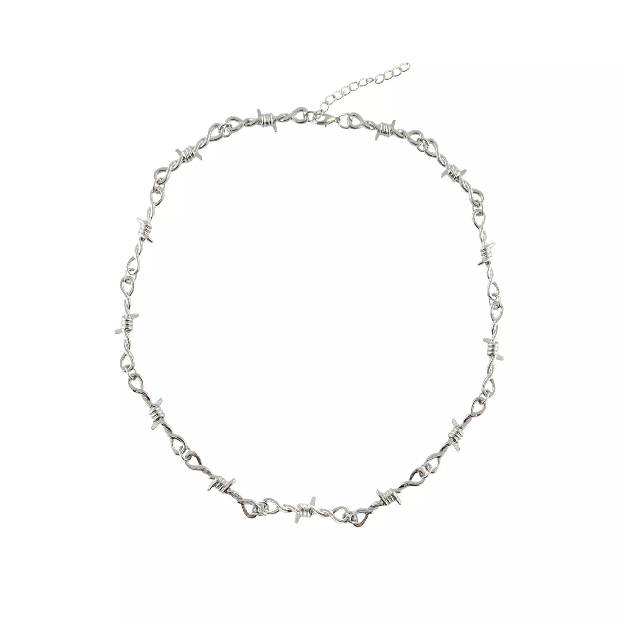 Barbed Wire Silver-Tone Chain Necklace