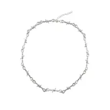 Barbed Wire Silver-Tone Chain Necklace at Spencer's
