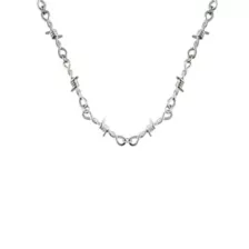 Barbed Wire Silver-Tone Chain Necklace at Spencer's