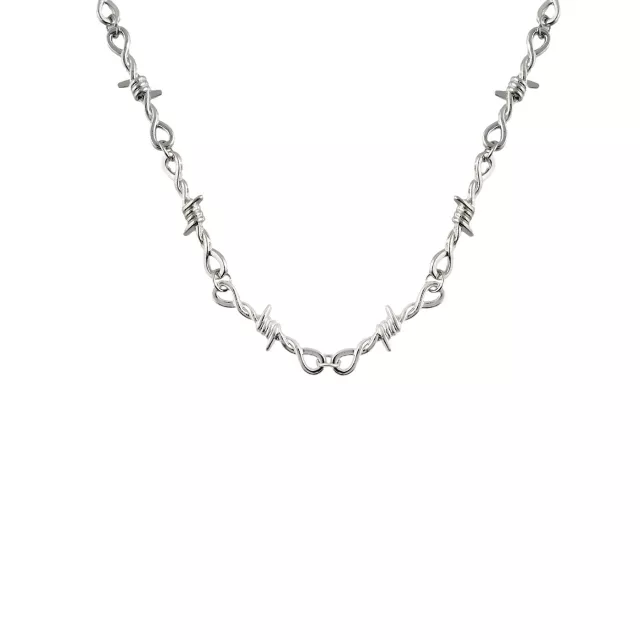 Barbed Wire Silver-Tone Chain Necklace at Spencer's