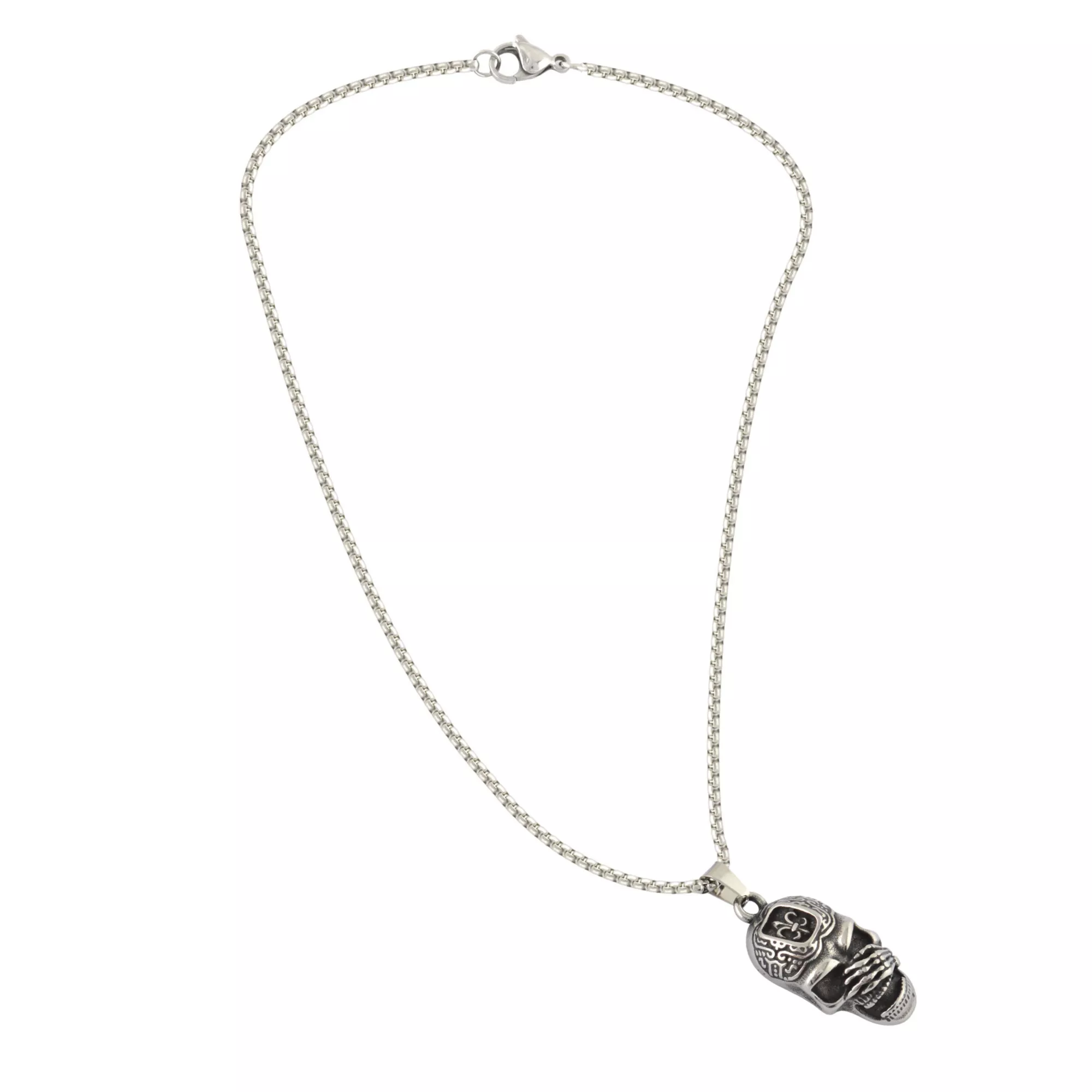 Weeping Skull Silver-Tone Necklace