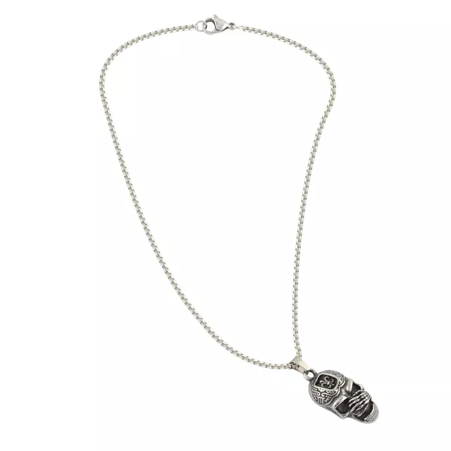 Weeping Skull Silver-Tone Necklace at Spencer's