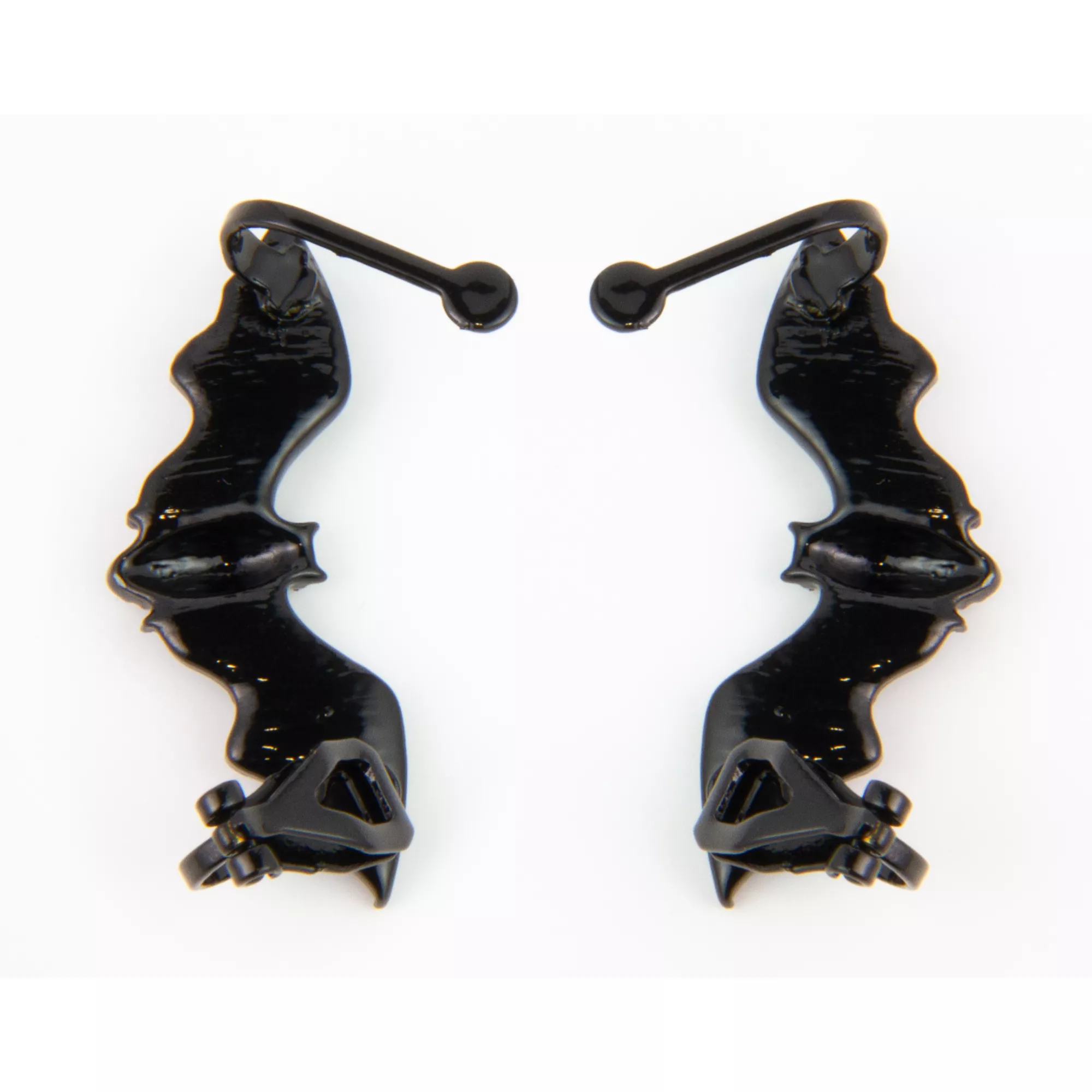 Black Bedazzled Bat Clip-On Ear Cuffs