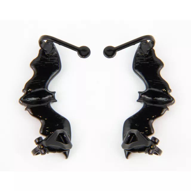 Black Bedazzled Bat Clip-On Ear Cuffs at Spencer's