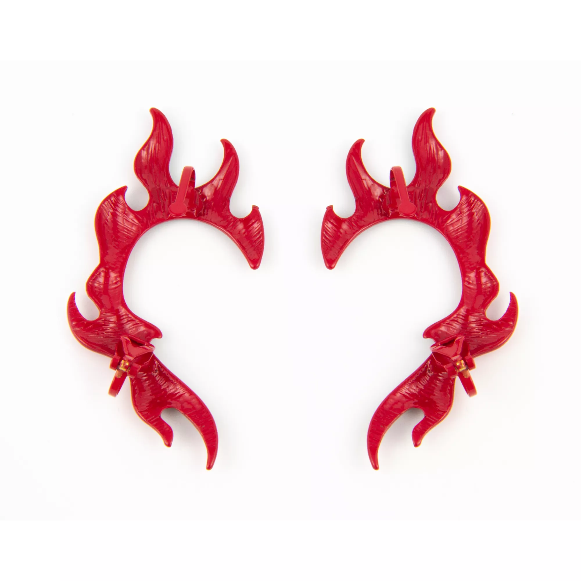 Red Flame Clip-On Ear Cuffs