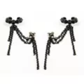 Black Drop Chain Earrings with Cuffs at Spencer's