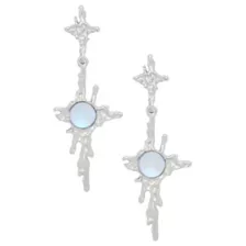 Opal-Effect Celestial Drip Silver-Tone Dangle Earrings at Spencer's
