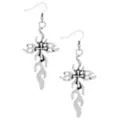 Silver-Tone Flame Cross Dangle Earrings at Spencer's