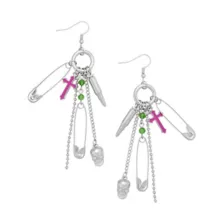 Skull and Cross Safety Pin Dangle Earrings at Spencer's
