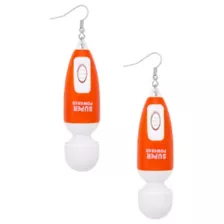 Orange and White Vibrator Dangle Earrings at Spencer's