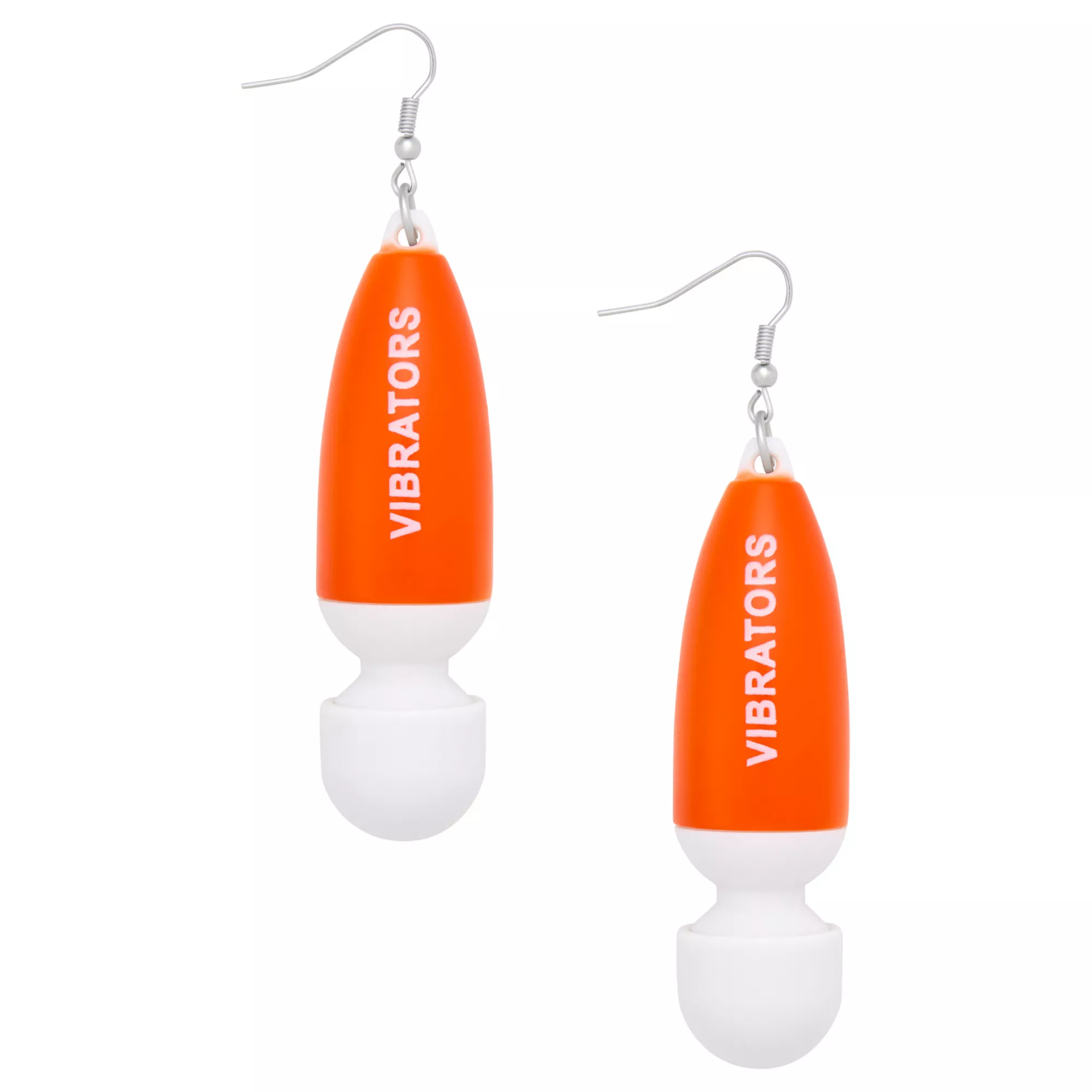 Orange and White Vibrator Dangle Earrings at Spencer's