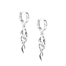 Flame Silver-Tone Dangle Huggie Hoop Earrings - 18 Gauge at Spencer's