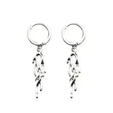 Flame Silver-Tone Dangle Huggie Hoop Earrings - 18 Gauge at Spencer's