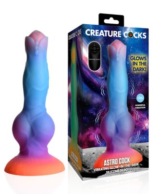 vibrator with clitoral suction Creature Cocks Glow in the Dark Astro Cock Vibrating Dildo with Remote