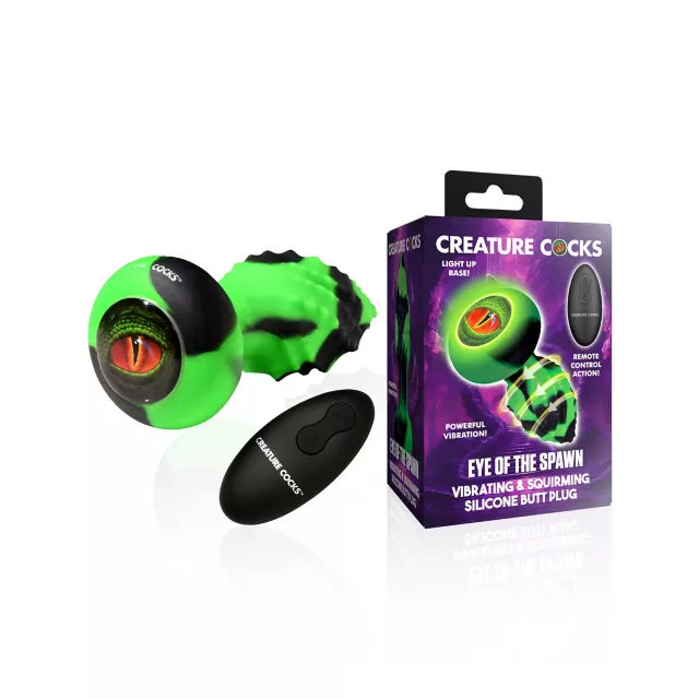 Creature Cocks Eye of the Spawn Vibrating & Squirming Silicone Butt Plug with Remote