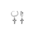 Biker Cross Silver-Tone Dangle Huggie Hoop Earrings - 18 Gauge at Spencer's