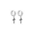 Biker Cross Silver-Tone Dangle Huggie Hoop Earrings - 18 Gauge at Spencer's