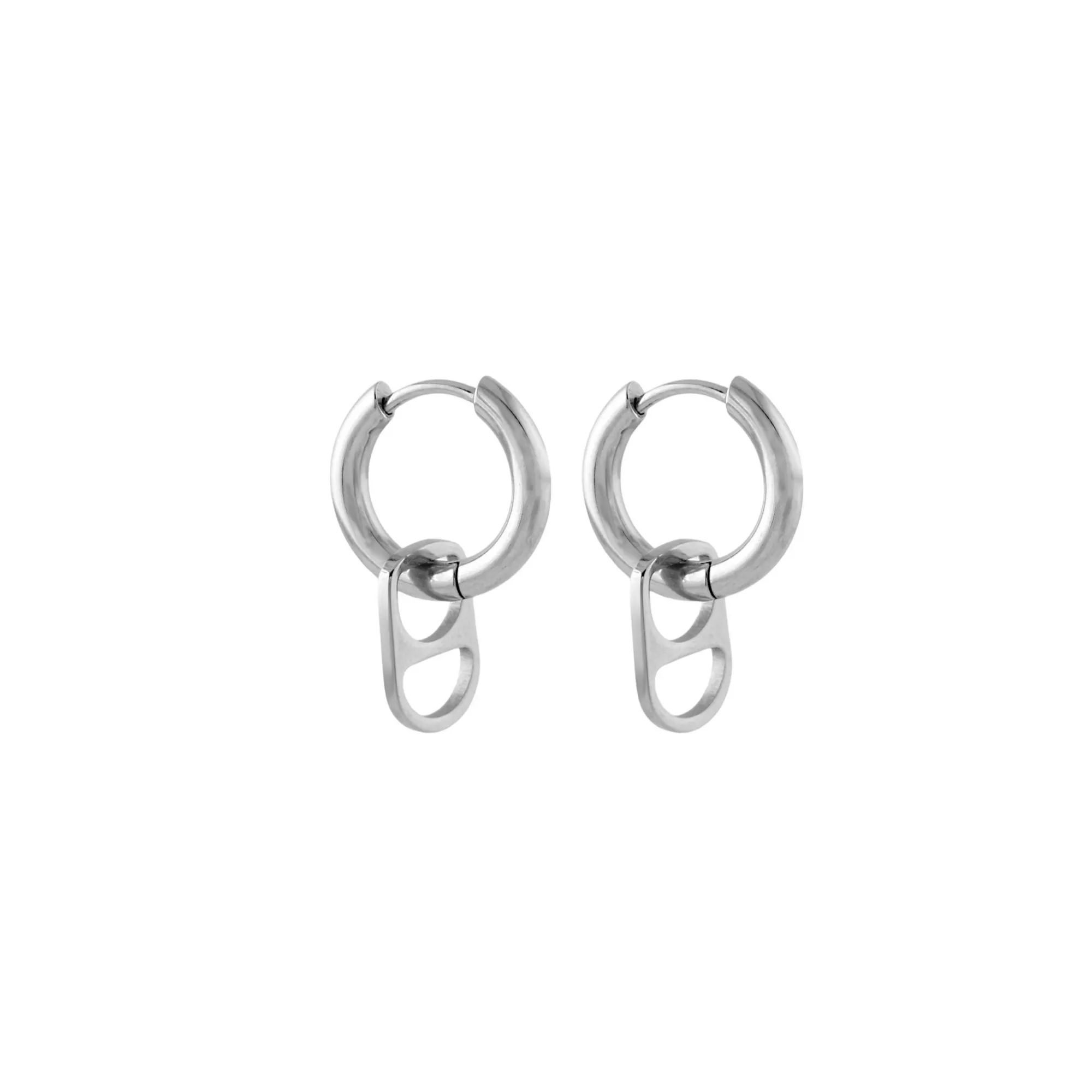 Soda Tab Silver-Tone Dangle Huggie Hoop Earrings - 18 Gauge