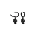 CZ Black Skull Titanium Dangle Huggie Hoop Earrings - 18 Gauge at Spencer's