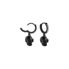 CZ Black Skull Titanium Dangle Huggie Hoop Earrings - 18 Gauge at Spencer's