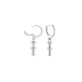 CZ Nuts and Bolts Titanium Dangle Huggie Hoop Earrings - 18 Gauge at Spencer's