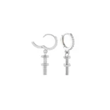 CZ Nuts and Bolts Titanium Dangle Huggie Hoop Earrings - 18 Gauge at Spencer's